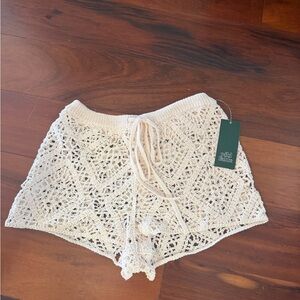 Wild Fable Beige Crochet High Waist Shorts